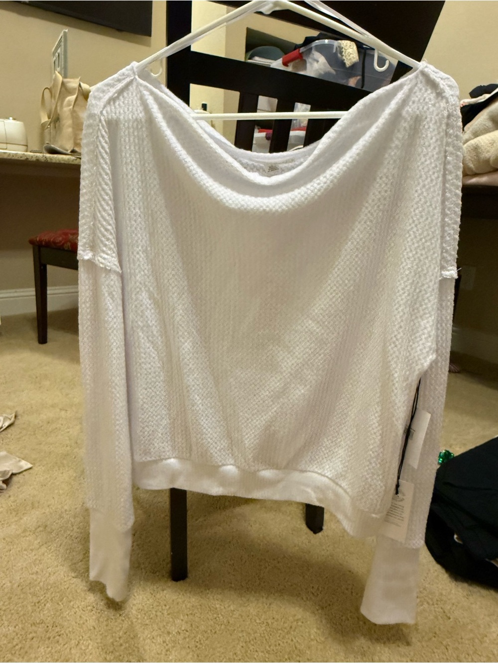 Treasure & Bond White Knit Off-Shoulder Top